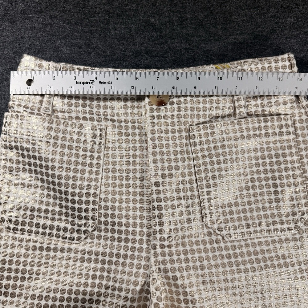 Anthropologie Maeve Womens  27 Colette Gold Metallic Polka Dot Wide Leg Pants - Picture 4 of 9